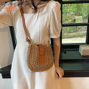 Túi cói Sp383 đắp da