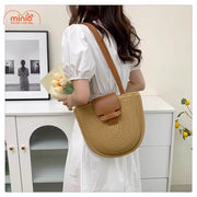 Túi cói Sp383 đắp da