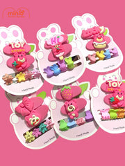 Vỉ kẹp mái gấu dâu 4 kẹp nhí