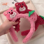 Cài tóc gấu hồng trái dâu