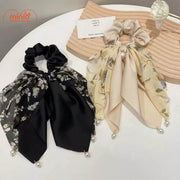 Dây cột tóc nơ đính ngọc trai