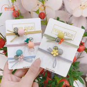 Set 2 dây cột tóc hạt tròn hoa đá