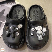 Dép sục độn đế nơ caro gấu