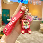 Móc khóa gấu dâu có dây QĐ