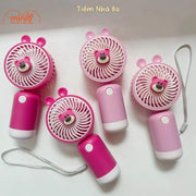 Quạt sạc gấu hồng mini