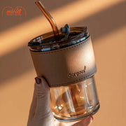 Ly cốc thuỷ tinh viền da