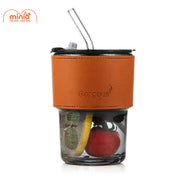 Ly cốc thuỷ tinh viền da