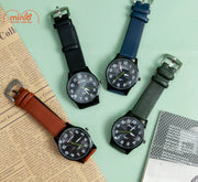 Đồng hồ Qcong mặt tròn dây da