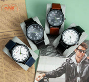 Đồng hồ Qcong mặt tròn dây da