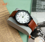 Đồng hồ Qcong mặt tròn dây da