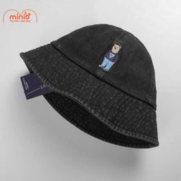 Nón jean cụp thêu gấu pp