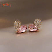 Bông tai tim đá ngọc hồng FL