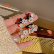 Bông tai ngọc hoa trắng phối đá