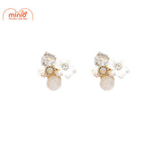 Bông tai ngọc hoa trắng phối đá