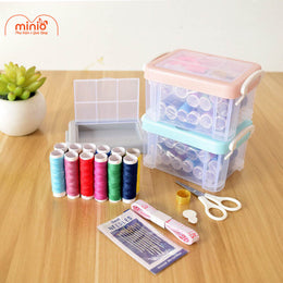 Hộp kim chỉ 2 tầng