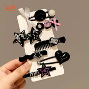 Set 7 kẹp Minmin tone đen hồng