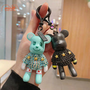 Móc khóa gấu mặc áo đính đá