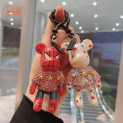 Móc khóa gấu mặc áo đính đá