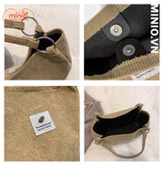 Túi tote nhung tăm chiếc lá móc kim loại