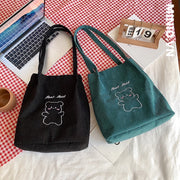 Túi tote nhung tăm hình gấu