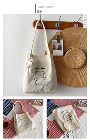 Túi tote nhung tăm hình gấu