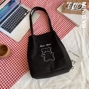 Túi tote nhung tăm hình gấu