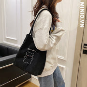 Túi tote nhung tăm hình gấu