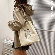 Túi tote nhung tăm hình gấu