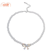 Choker ngọc trai nơ đính đá FL