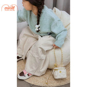 Túi xách cốp vuông hoa trà mini