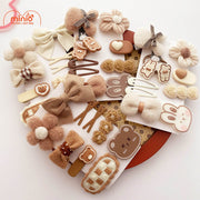 Set kẹp mái len trà sữa