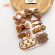 Set kẹp mái len trà sữa