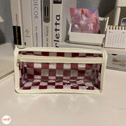 Túi đựng bút mỹ phẩm 2 ngăn caro