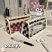 Túi đựng bút mỹ phẩm 2 ngăn caro