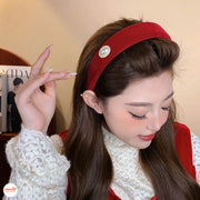 Cài tóc nhung đỏ đính hạt ngọc