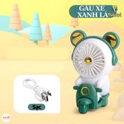 Quạt sạc gấu chạy xe