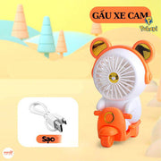Quạt sạc gấu chạy xe