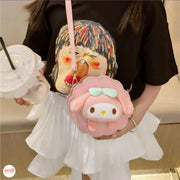 Túi đeo da đính gấu bông