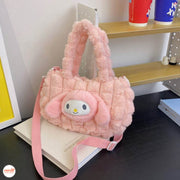 Túi đeo lông thú ô vuông