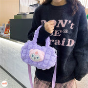 Túi đeo lông thú ô vuông