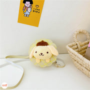 Túi đeo da đính thú bông