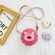 Túi đeo da đính thú bông