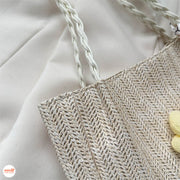 Túi cói quai thắt bím cột nơ lụa