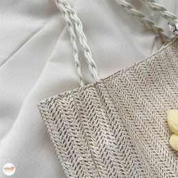 Túi cói quai thắt bím cột nơ lụa