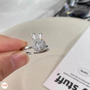 Nhẫn thỏ đính đá xoay