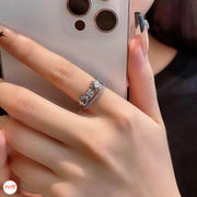 Nhẫn nơ tim kép đính đá