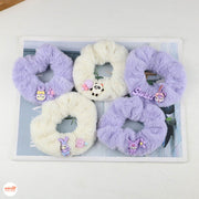 Scrunchies lông gắn charm