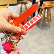 Móc khóa bọc đầu gấu dâu