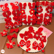 Vỉ 8 kẹp mái nơ đỏ B08