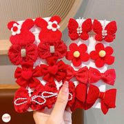 Vỉ 8 kẹp mái nơ đỏ B08